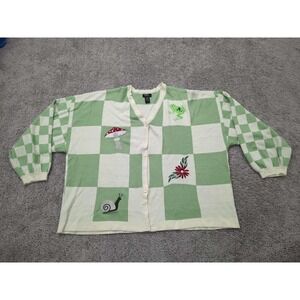 Thorn & Gable Cardigan Womens 5 Embroidered Snail Frog Mushroom Cottagecore